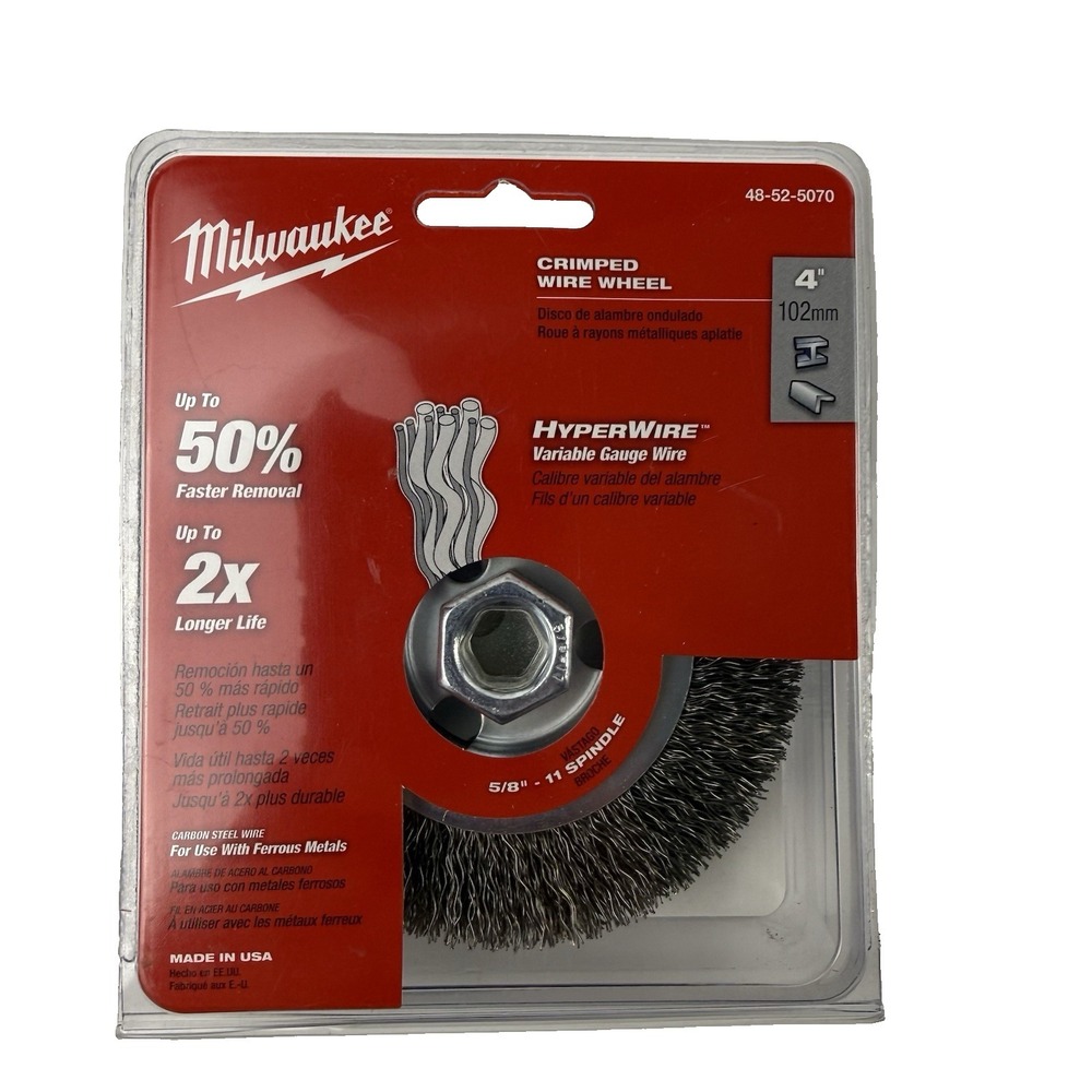Milwaukee Crimped Wire Wheel 48-52-5070 4" Radial Carbon Steel Hyperwire USA